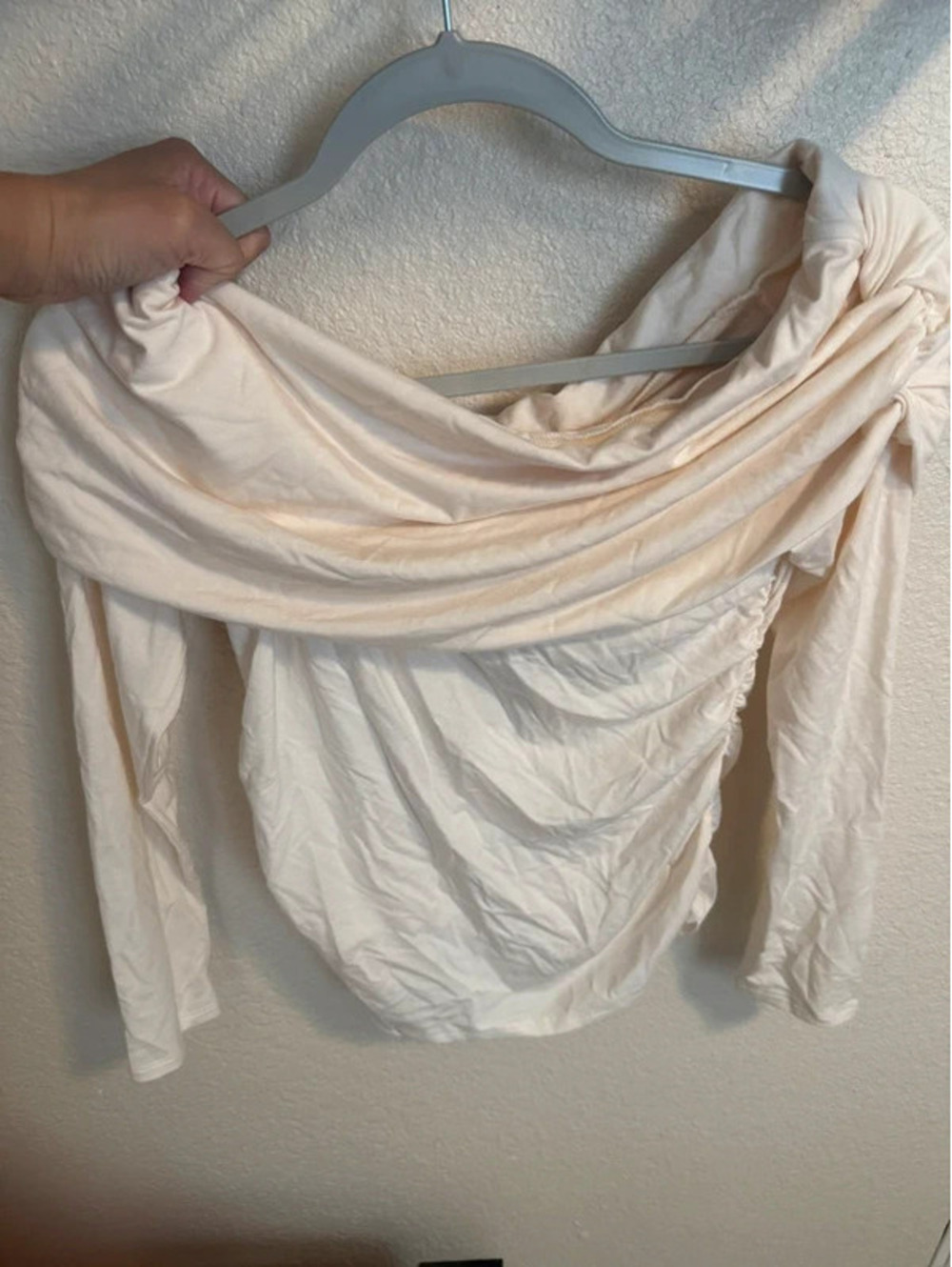 Reformation Florentina Off-Shoulder Ruched Top in Horchata NWT - Size M
